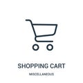 shopping cart icon vector from miscellaneous collection. Thin line shopping cart outline icon vector illustration. Linear symbol Royalty Free Stock Photo