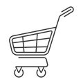 Shopping cart icon vector. Online shopping, buy and put in bag sign for store website. Mini-market, shopping symbol in outline Royalty Free Stock Photo