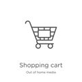 shopping cart icon vector from out of home media collection. Thin line shopping cart outline icon vector illustration. Outline,