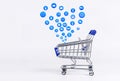 Shopping cart with Shopping icon on white background Royalty Free Stock Photo