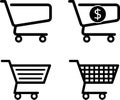 Shopping cart icons - flat simple design Royalty Free Stock Photo