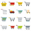 Shopping cart icons set in flat style Royalty Free Stock Photo