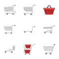 Shopping cart icons set, flat style Royalty Free Stock Photo