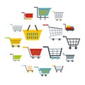 Shopping cart icons set in flat style Royalty Free Stock Photo