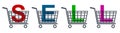 Shopping cart icons, set shop cart with SELL slogan