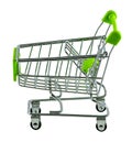 Shopping cart isolated on white background. Side view of empty shopping cart. Royalty Free Stock Photo