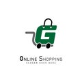 Shopping Cart Letter G Logo. Modern icon symbol template vector design. Alphabet G online store logo Royalty Free Stock Photo