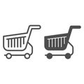 Shopping cart line and glyph icon. Shop basket vector illustration isolated on white. Market trolley outline style Royalty Free Stock Photo