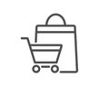 Shopping cart line icon. Customer sale bag sign. Vector Royalty Free Stock Photo