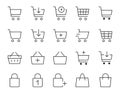 Shopping Cart Line Icon. Minimal Vector Illustration. Included Simple Outline Icons as Trolley, Supermarket Basket, Shop Royalty Free Stock Photo