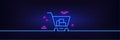 Shopping cart line icon. Online buying sign. Neon light glow effect. Vector Royalty Free Stock Photo