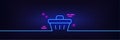 Shopping cart line icon. Online buying sign. Neon light glow effect. Vector Royalty Free Stock Photo