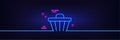 Shopping cart line icon. Online buying sign. Neon light glow effect. Vector Royalty Free Stock Photo