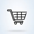 Shopping cart linear style. shoppin basket line icon. vector Illustration Trolley Cart