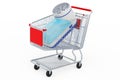 Shopping cart with lint remover, fabric shaver. 3D rendering
