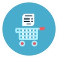 Shopping Cart With List Icon Web Button On Round Blue Background Royalty Free Stock Photo