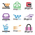 Shopping cart logo sign vector set design