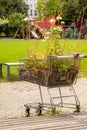 shopping cart with lots of flowers Royalty Free Stock Photo