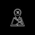 Shopping cart map pointer line icon, mobile gps Royalty Free Stock Photo