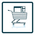 Shopping Cart With Microwave Oven Icon Royalty Free Stock Photo