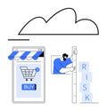 Online Shopping Concept with Risk Assessment and Cloud Technology Integration Royalty Free Stock Photo