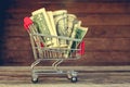 Shopping cart with money