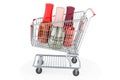 Shopping cart with nail polish bottles, 3D rendering Royalty Free Stock Photo