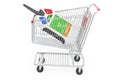 Shopping cart with nitrate tester. 3D rendering