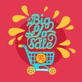 Shopping cart with percent discounts and sale text