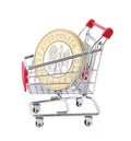Shopping cart with polish coin