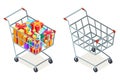 Shopping cart purchase goods gift isolated object Isometric 3d layerd icon flat design vector illustration Royalty Free Stock Photo