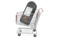 Shopping cart with radiation dosimeter, 3D rendering