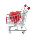 Shopping cart and red heart. Clipping path include Royalty Free Stock Photo