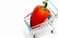 Shopping Cart with red pepper Isolated On White.Shopping concept. Copy space Royalty Free Stock Photo