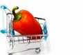 Shopping Cart with red pepper Isolated On White.Shopping concept. Copy space Royalty Free Stock Photo