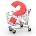 Shopping cart with red question mark