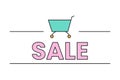 Shopping cart sale 2D linear cartoon marketing sticker