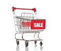 Shopping cart with sale inscription