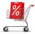 Shopping cart with Sale shopping bag Royalty Free Stock Photo