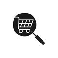 Shopping Cart with Search icon Vector Design. Shopping Cart icon with Searching design concept for e-commerce, online store and Royalty Free Stock Photo