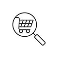 Shopping Cart with Search icon Vector Design. Shopping Cart icon with Searching design concept for e-commerce, online store and Royalty Free Stock Photo