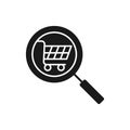 Shopping Cart with Search icon Vector Design. Shopping Cart icon with Searching design concept for e-commerce, online store and Royalty Free Stock Photo