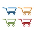 Shopping Cart set icons. Flat icon. Colorful Shopping Cart icons Royalty Free Stock Photo