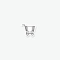 Shopping cart with shield icon sticker isolated on gray background Royalty Free Stock Photo