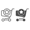 Shopping cart with a sign line and glyph icon. Market trolley vector illustration isolated on white. Online shopping Royalty Free Stock Photo