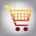 Shopping cart sign. Vector. Horizontally sliced icon with colors