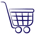 Shopping cart. Simple contour vector icon of the E-commerce, supermarket Royalty Free Stock Photo