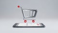 Shopping cart on smartphone screen Royalty Free Stock Photo