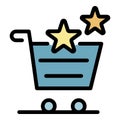 Shopping cart and stars icon color outline vector Royalty Free Stock Photo