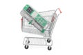 Shopping cart with syringe infusion pump. 3D rendering